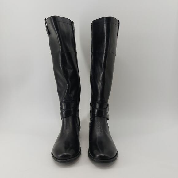 Marc Fisher Audrey Leather Riding Boots Size 8 Buckle Zip - Picture 4 of 11